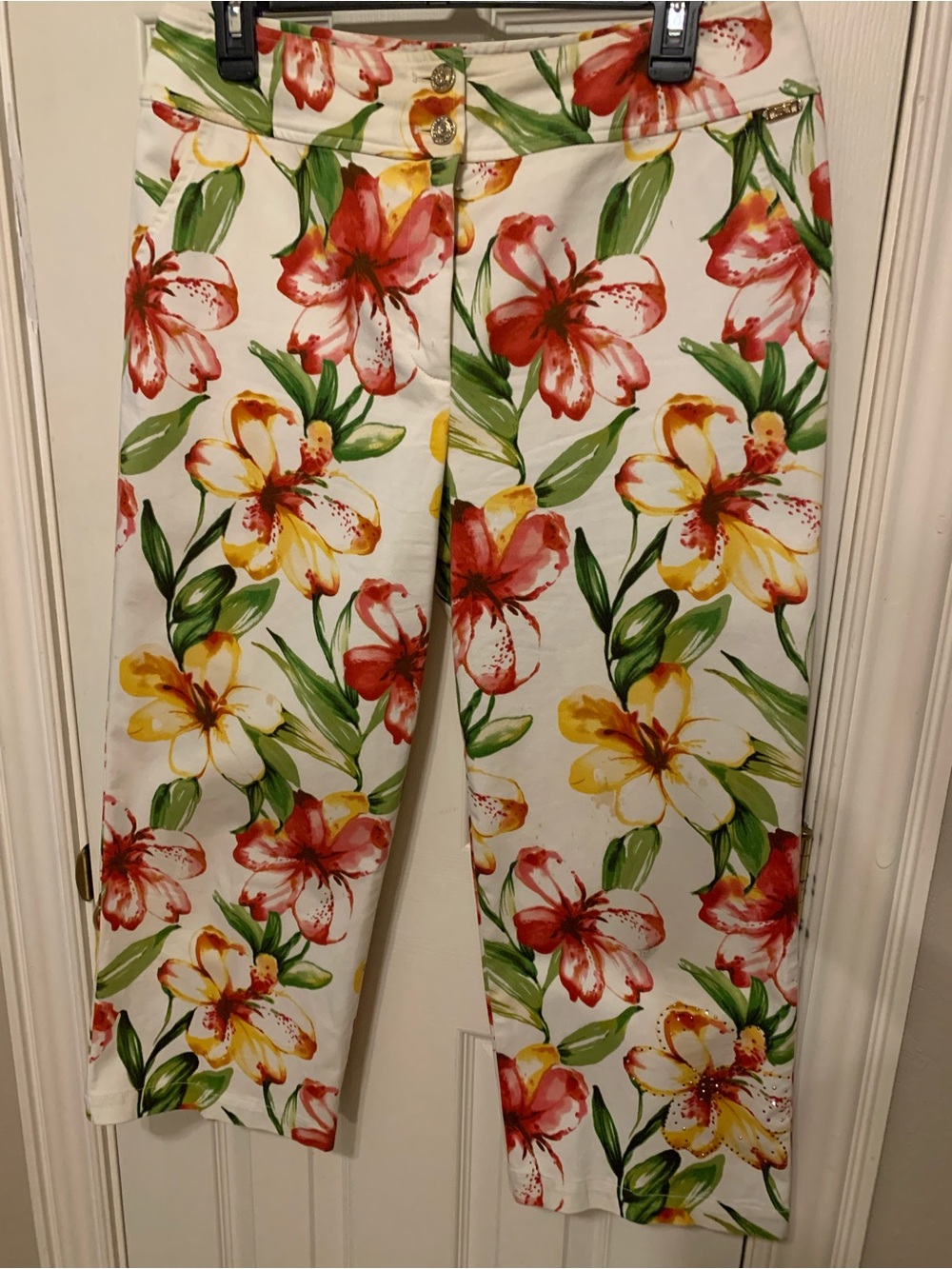 🌴🌴 St John Sport Wide Leg Crop Marie Gray Tropical Cruise, Vacation, Sz 12
